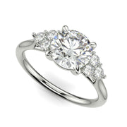 Brisa Round Cut Pave Cluster 4 Prong Engagement Ring Setting - Nivetta